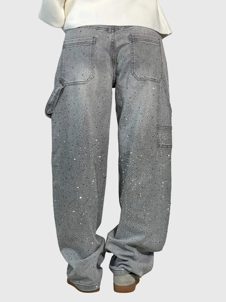 Kimberly — Embellished Wide-Leg Jeans