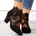 Genevieve Shoe — Floral Lace Block Heels