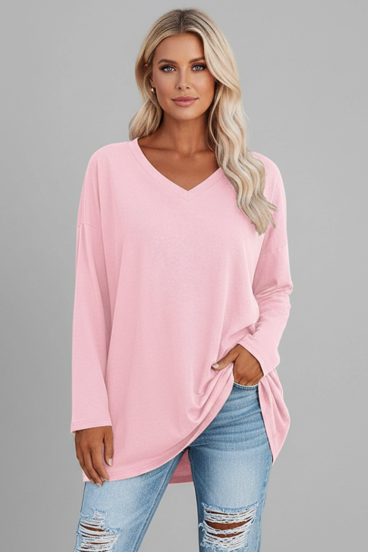 Hattie — V-Neck Long-Sleeve Top