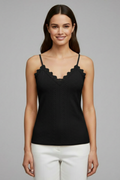 Winsome — Lace-Panel V-Neck Top