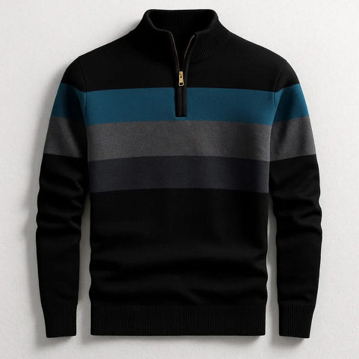 Wes — Striped Quarter-Zip Pullover