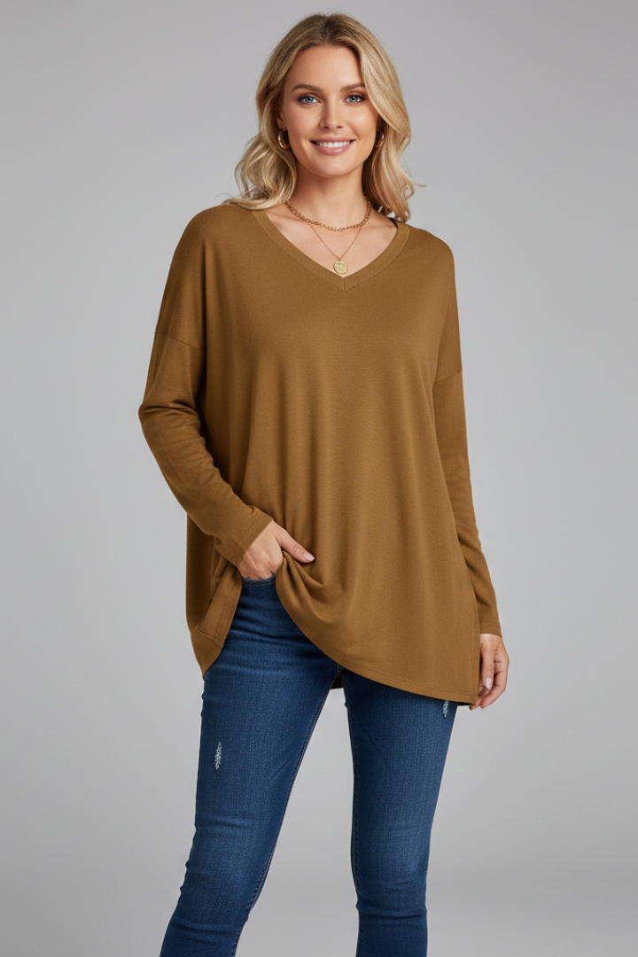 Hattie — V-Neck Long-Sleeve Top