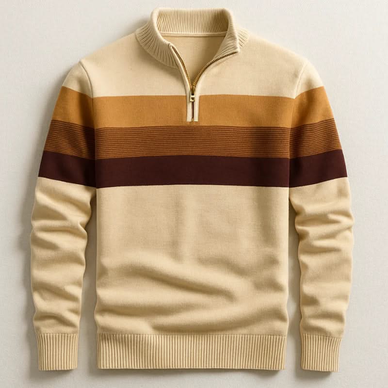 Wes — Striped Quarter-Zip Pullover