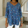 Ivy — Heart Print V-Neck Top