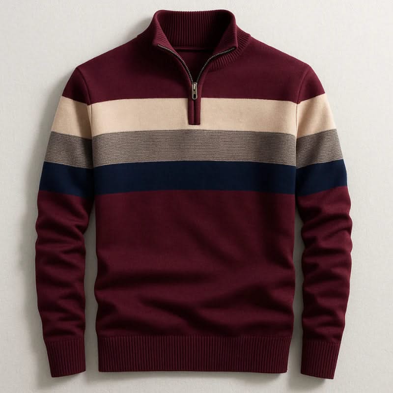 Wes — Striped Quarter-Zip Pullover