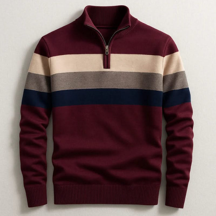 Wes — Striped Quarter-Zip Pullover