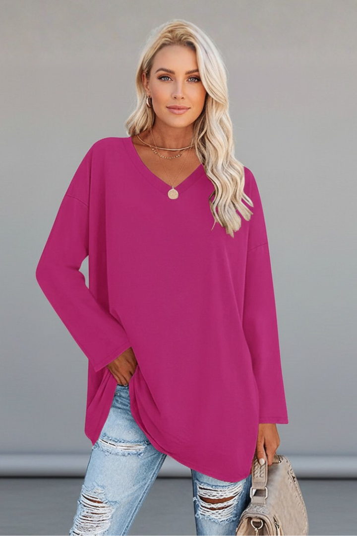Hattie — V-Neck Long-Sleeve Top