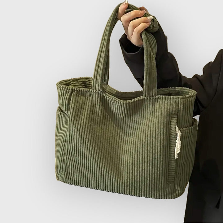 Corduroy Rope-Detail Tote