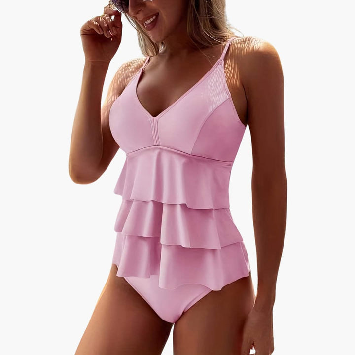 V-Neck Tiered Ruffle Swimsuit