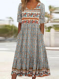 Marnie — Boho Square-Neck Midi Dress