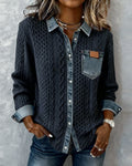 Imelda — Women's Cable-Knit Button Blouse