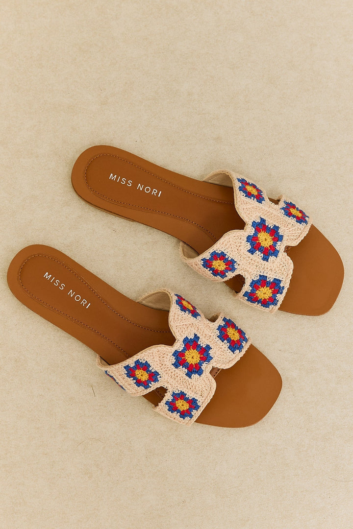 Lulu — Crochet Floral Flat Sandals