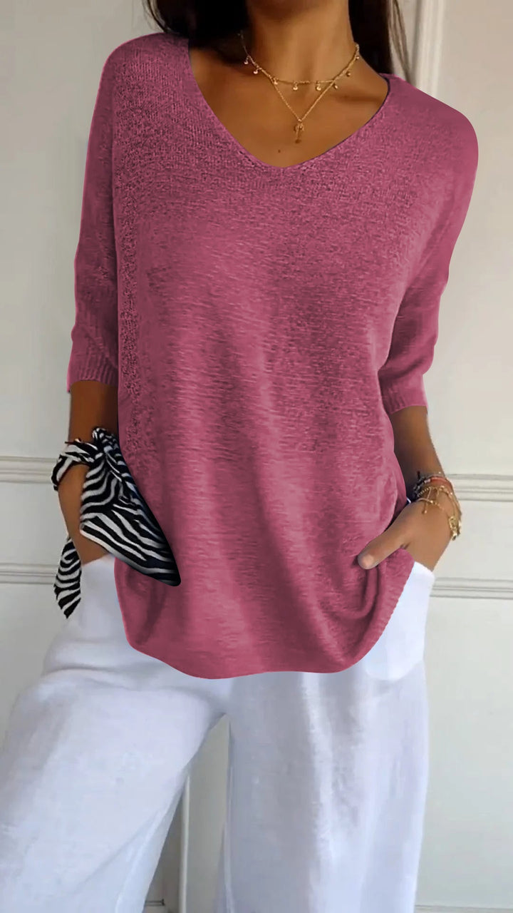 Hazel Knit — Soft V-Neck Pullover