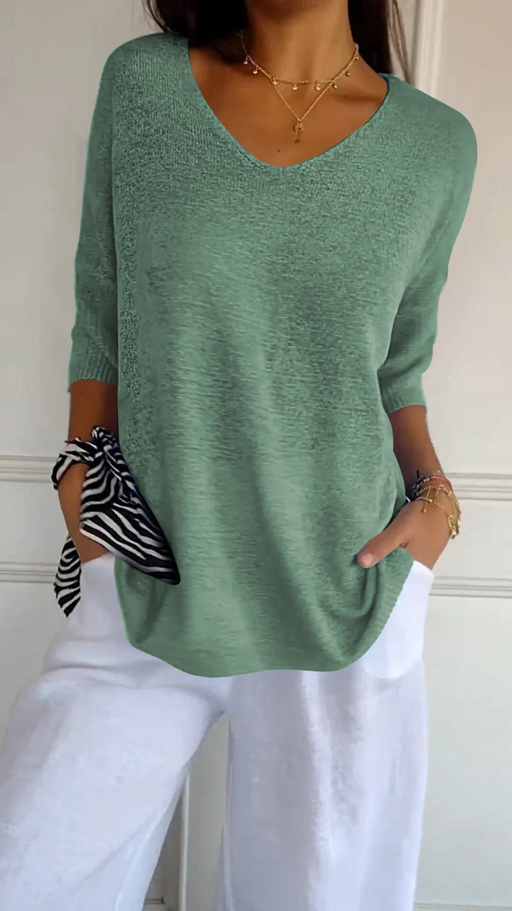 Hazel Knit — Soft V-Neck Pullover