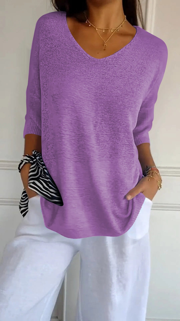 Hazel Knit — Soft V-Neck Pullover