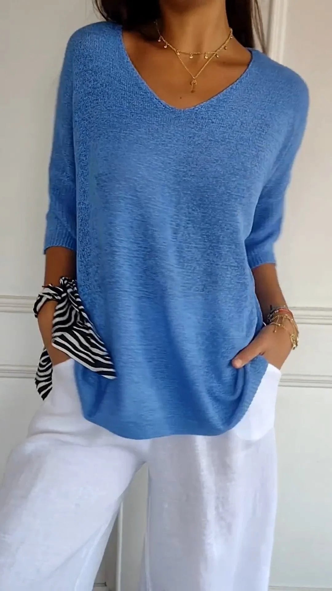 Hazel Knit — Soft V-Neck Pullover