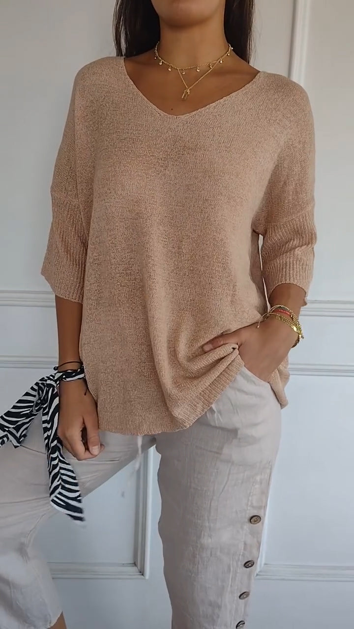 Hazel Knit — Soft V-Neck Pullover