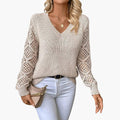 Berenice — Women's Crochet-Sleeve Relaxed Sweater