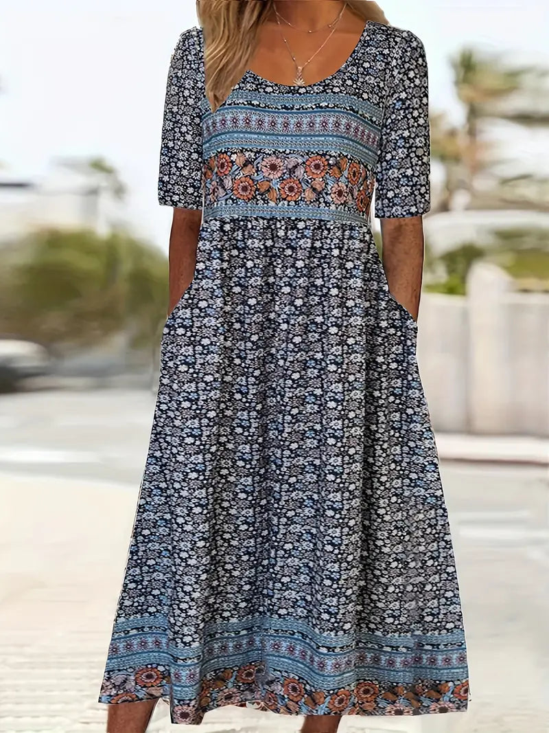 Marnie — Boho Square-Neck Midi Dress