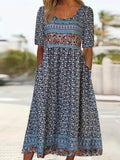 Marnie — Boho Square-Neck Midi Dress
