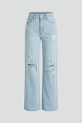 Willa — Distressed Wide-Leg Jeans