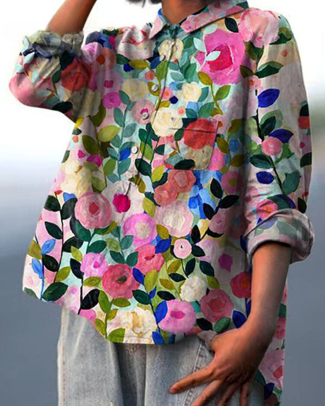Marigold Rose — Button-Up Floral Blouse