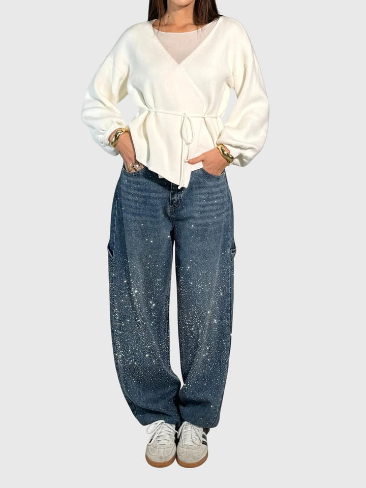 Kimberly — Embellished Wide-Leg Jeans