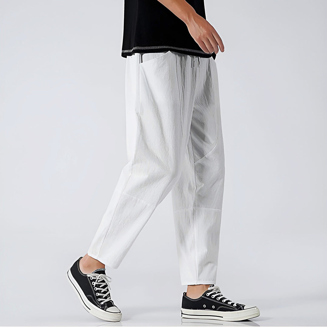 Sawyer — Cropped Cotton-Linen Trousers