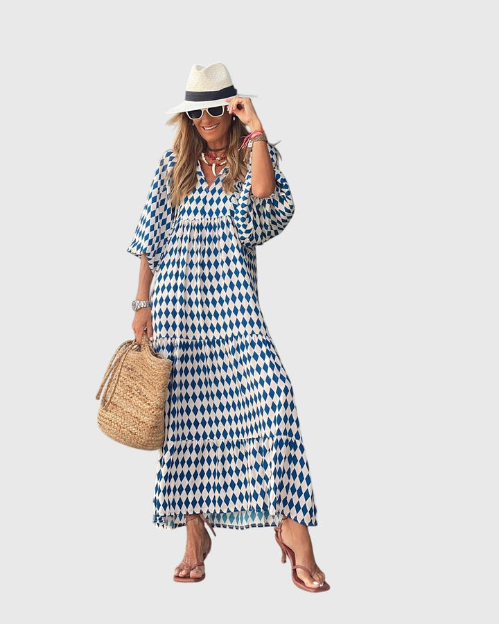 Selina — Boho-Print Maxi Dress