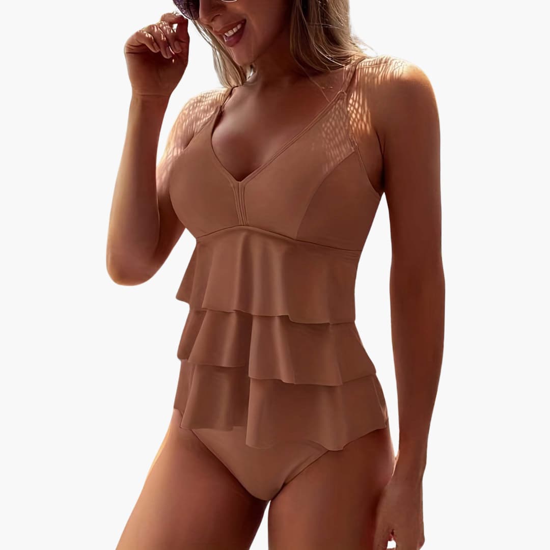 V-Neck Tiered Ruffle Swimsuit