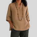 Vita — Three-Quarter Sleeve V-Notch Blouse