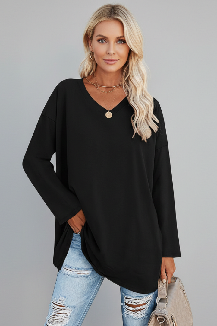 Hattie — V-Neck Long-Sleeve Top