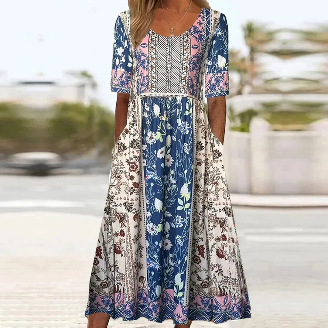 Marnie — Boho Square-Neck Midi Dress