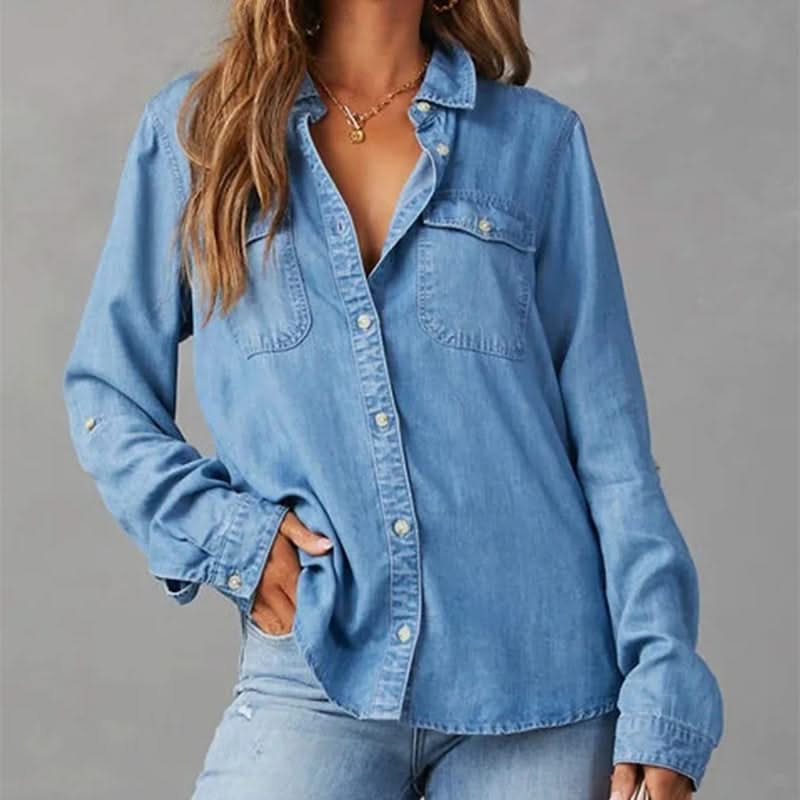 Delia — Soft Denim Drop-Shoulder Shirt