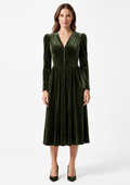 Corinne — Women’s Puff Sleeve Velvet Midi Dress