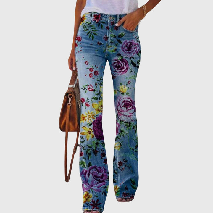 Wilhelmina Rose — Floral Button-Detail Trousers