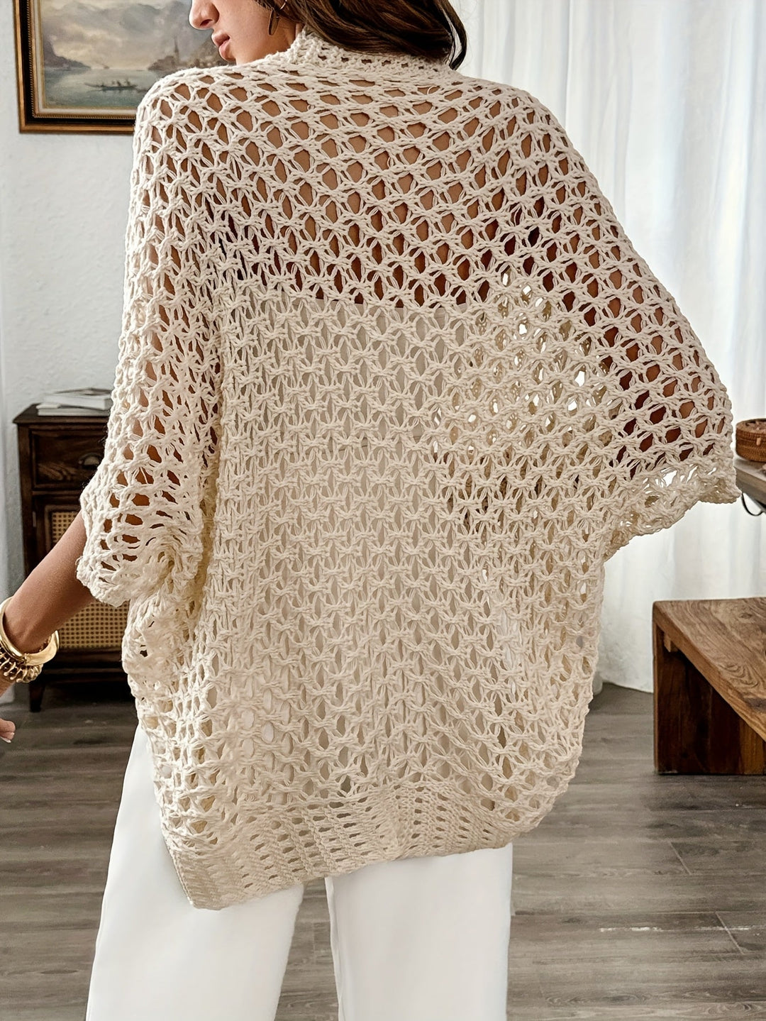 Noor — Open-Knit Drape Cardigan