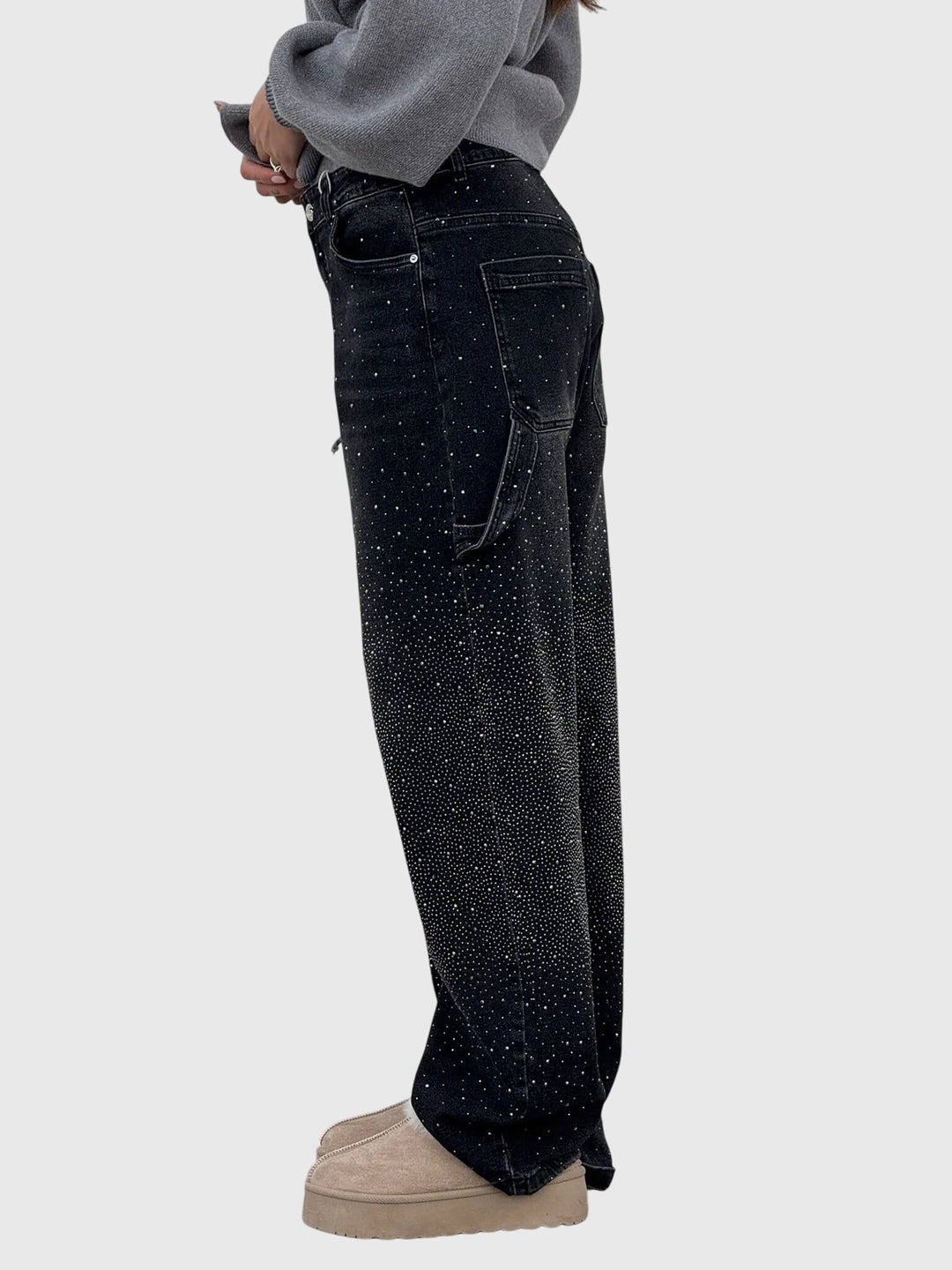Kimberly — Embellished Wide-Leg Jeans