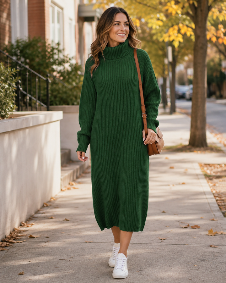 Sylvie — Roll-Neck Knit Sweater Dress
