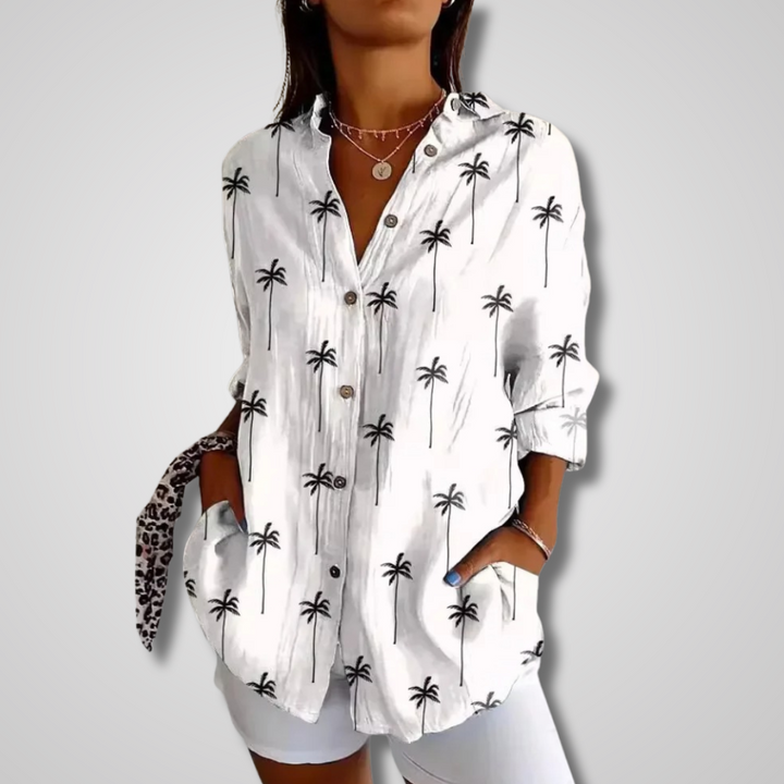 Wynn — Vintage Print Button-Down Blouse