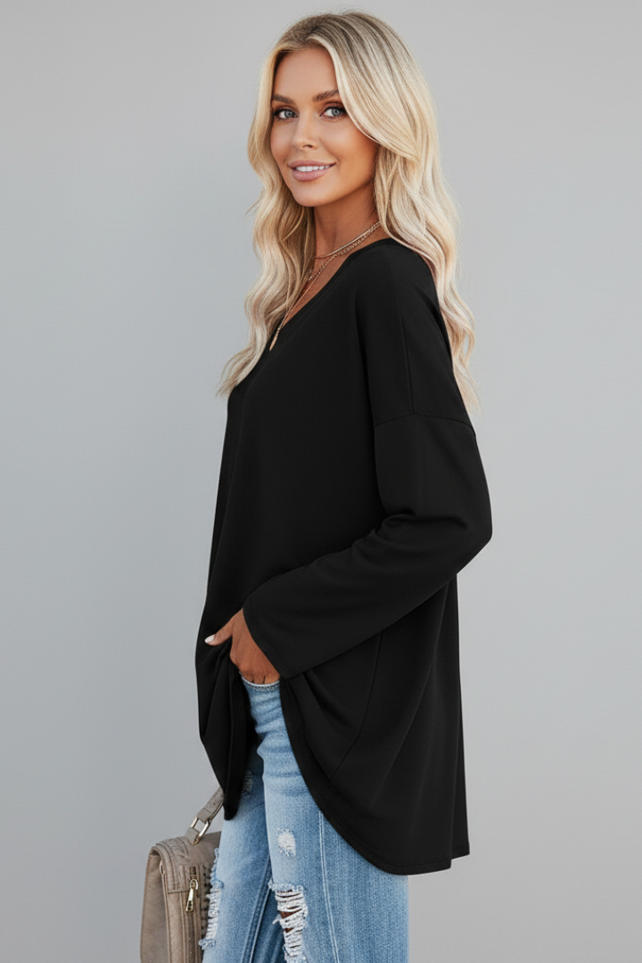 Hattie — V-Neck Long-Sleeve Top