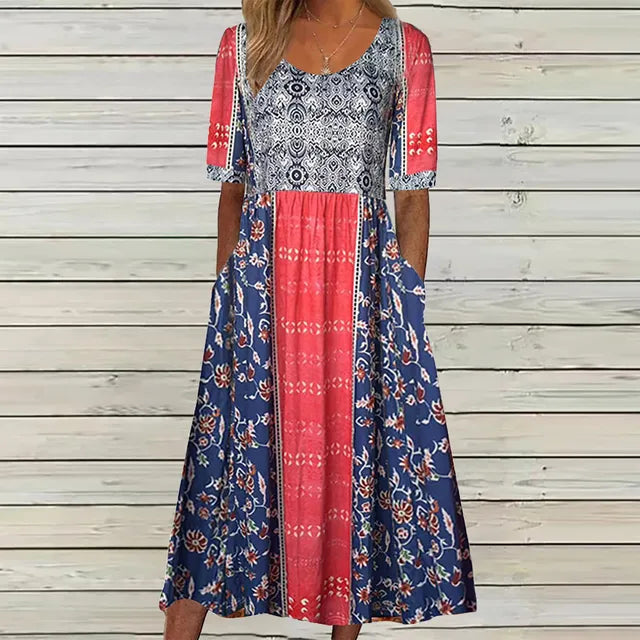 Marnie — Boho Square-Neck Midi Dress