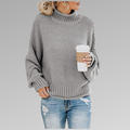 Delyth — Women's High-Neck Draped Knit Sweater