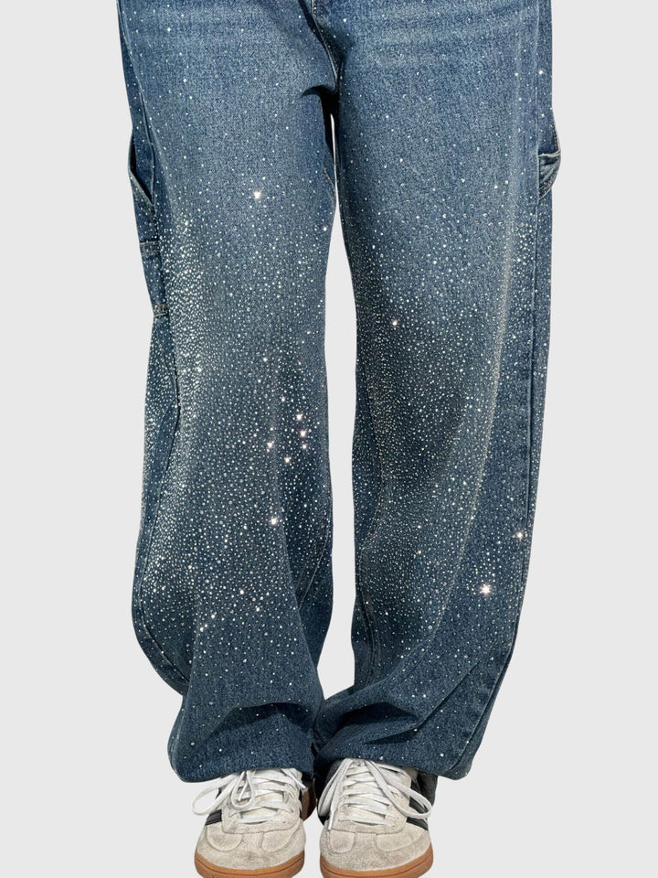 Kimberly — Embellished Wide-Leg Jeans