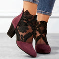 Genevieve Shoe — Floral Lace Block Heels
