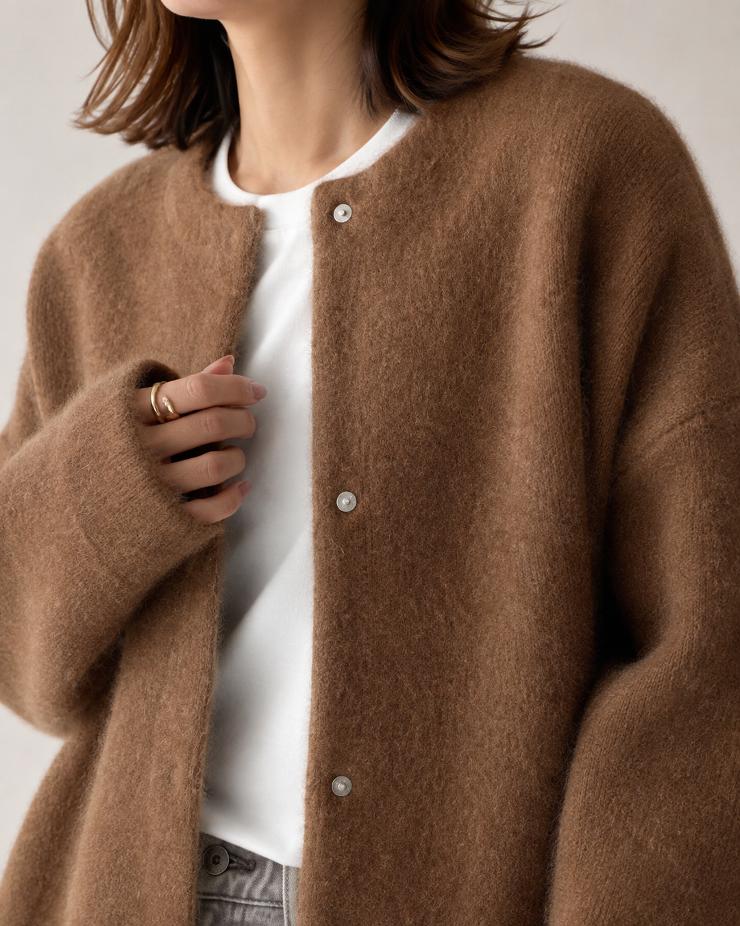 Aurelia — Draped Open-Front Wool Cardigan