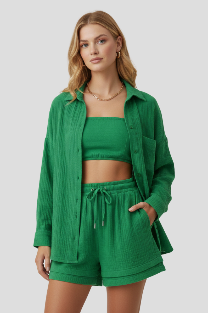 Clemence — Oversized Blouse &amp; Muslin Shorts Set