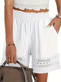 Chloette | Elegant Lace Trim Slant Pocket Shorts