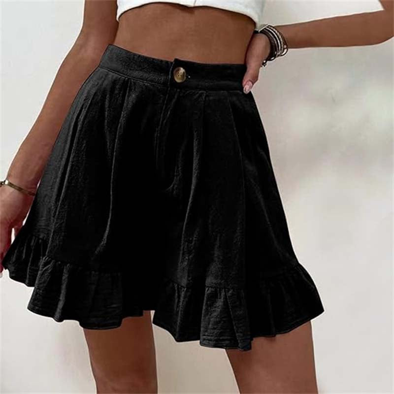 Pippa — High-Waist Ruffle Hem Shorts