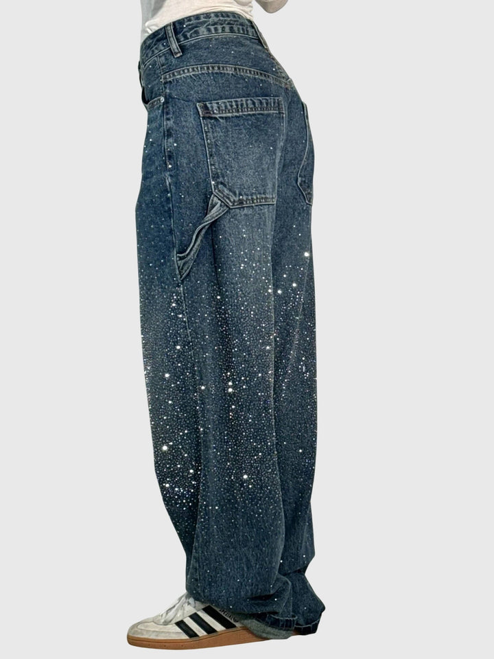 Kimberly — Embellished Wide-Leg Jeans